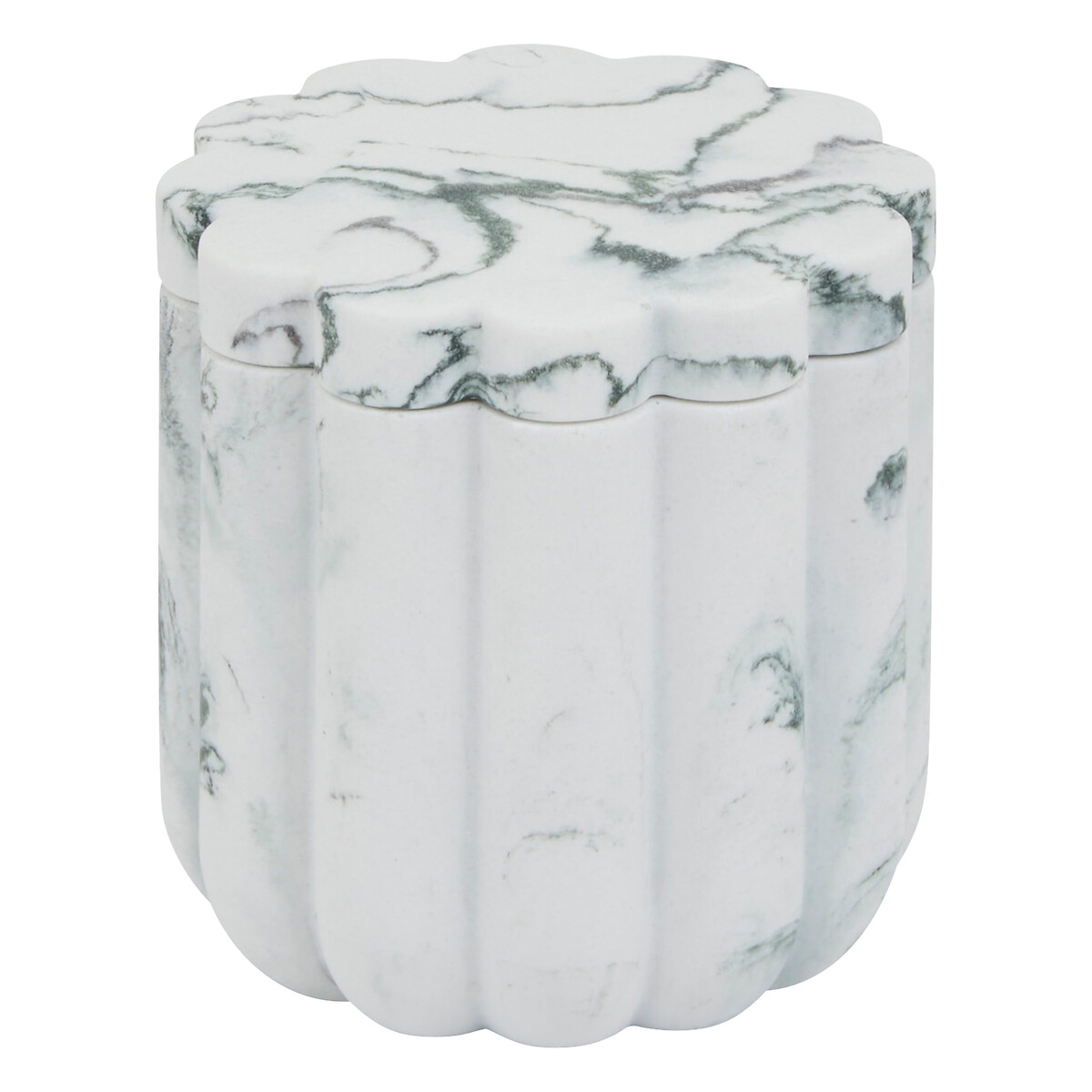 Frasco para algod&atilde;o MARBY branco em poliresina