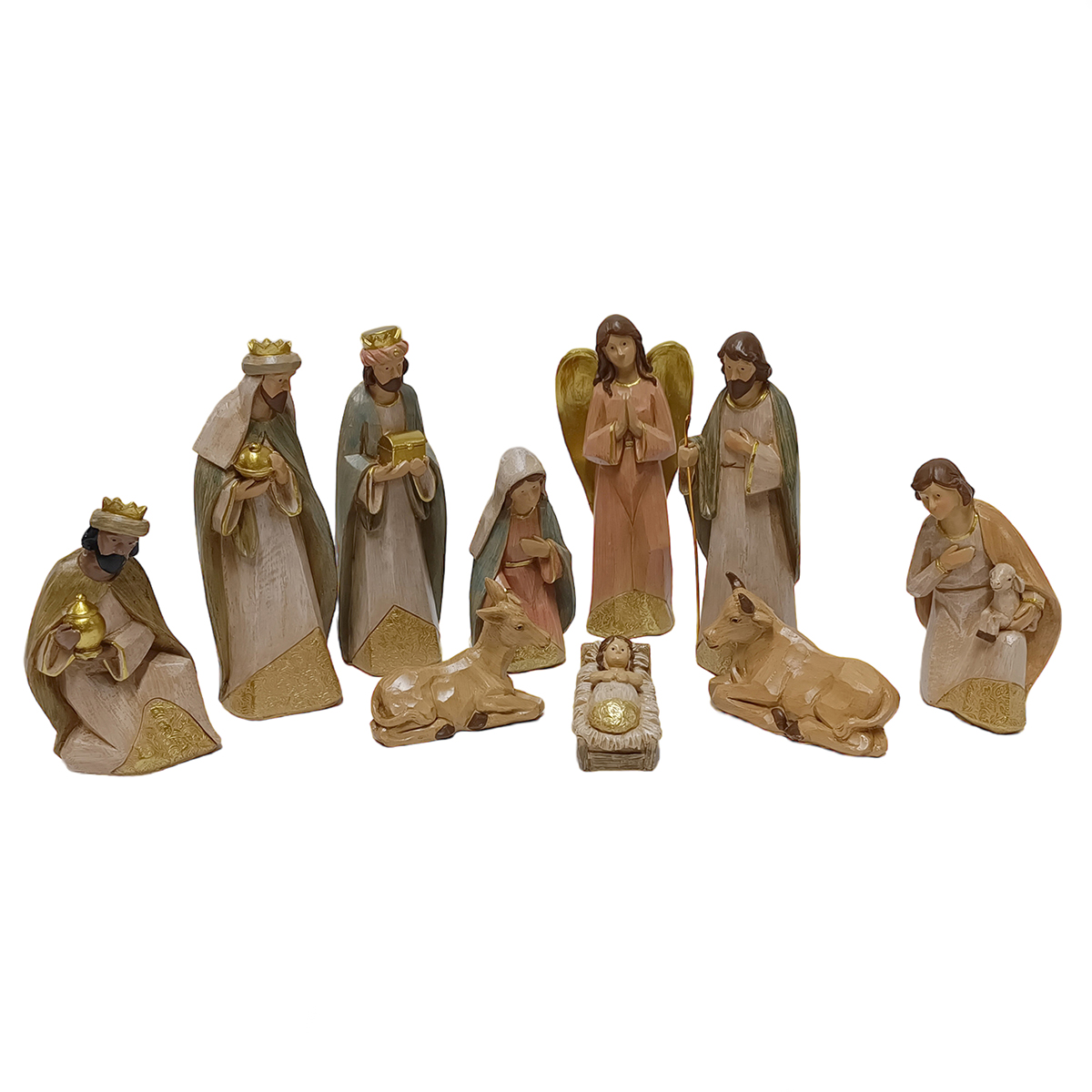 Pres&eacute;pio natal&iacute;cio com 10 figuras 18cm