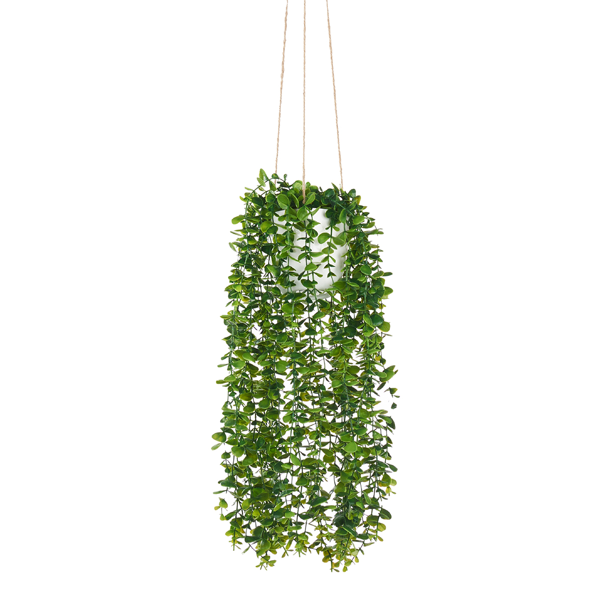 Vaso suspenso com planta verde artificial 55cm