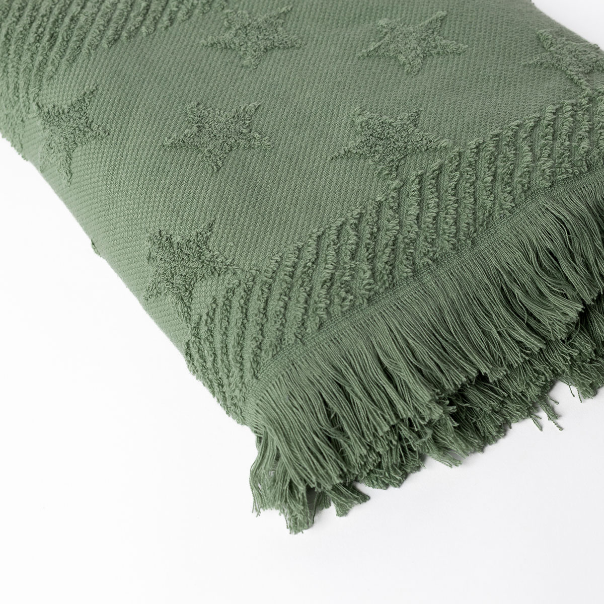 Toalha len&ccedil;ol de banho verde com estrelas 70x140cm