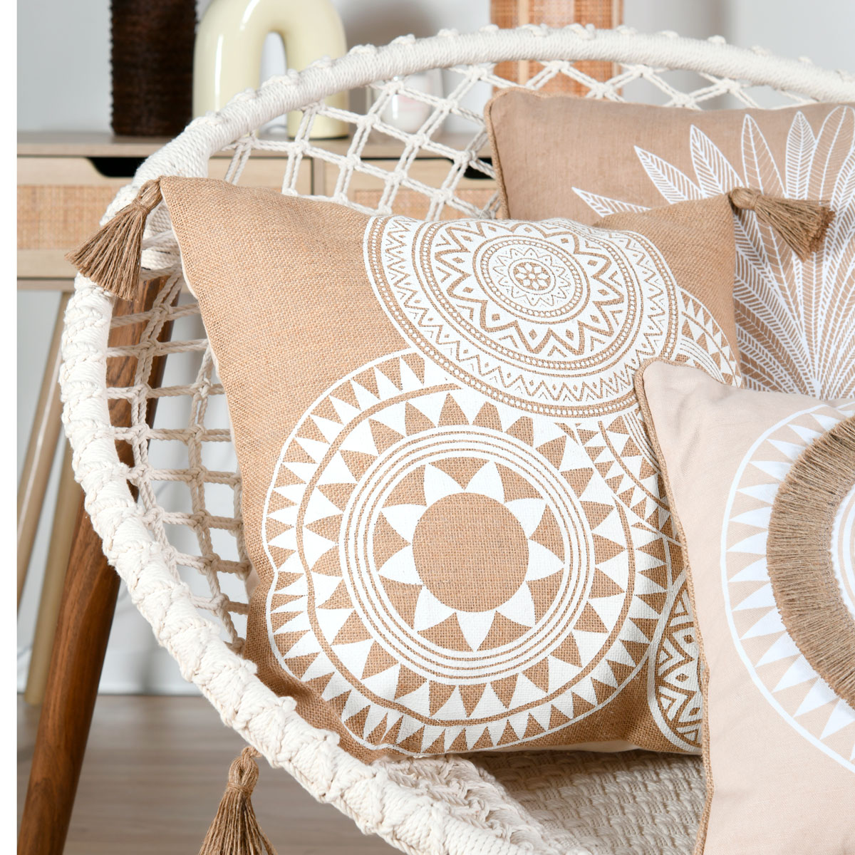 Almofada MEKONG natural em algod&atilde;o 45x45cm