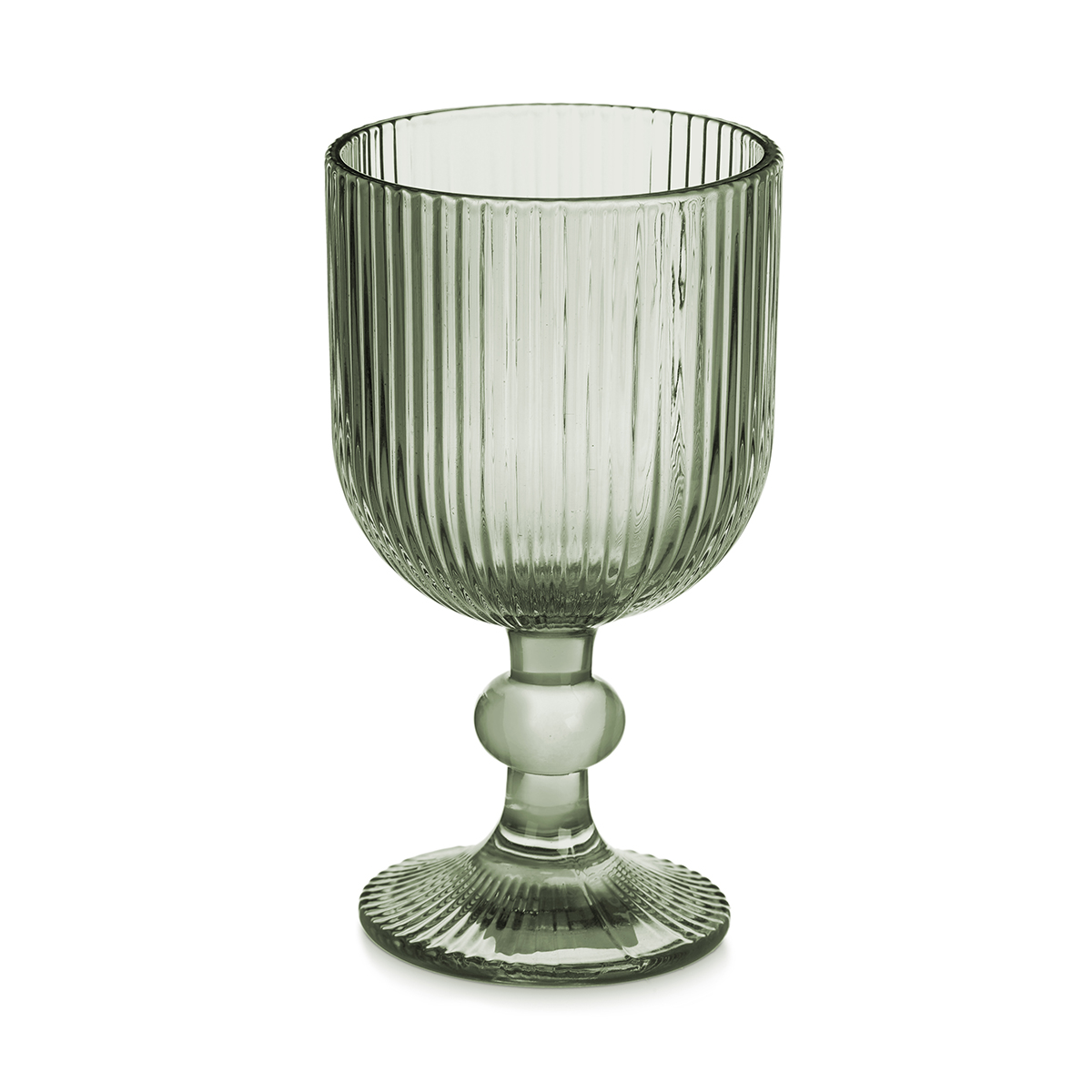 Copo de vinho riscas verde com p&eacute; 26cl