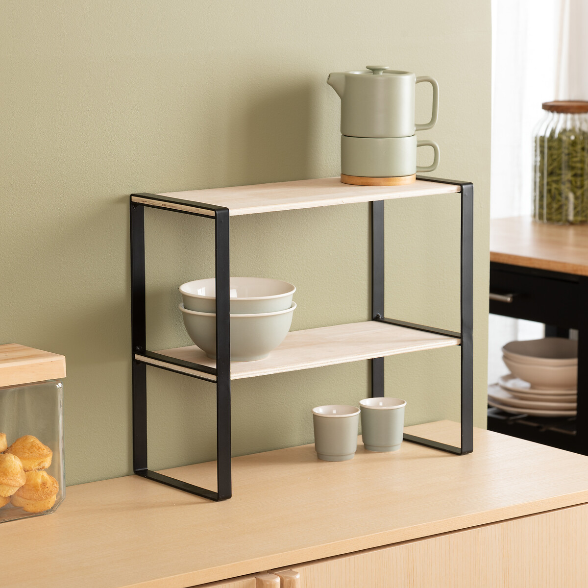 Estante Com 2 N&iacute;veis Em Madeira