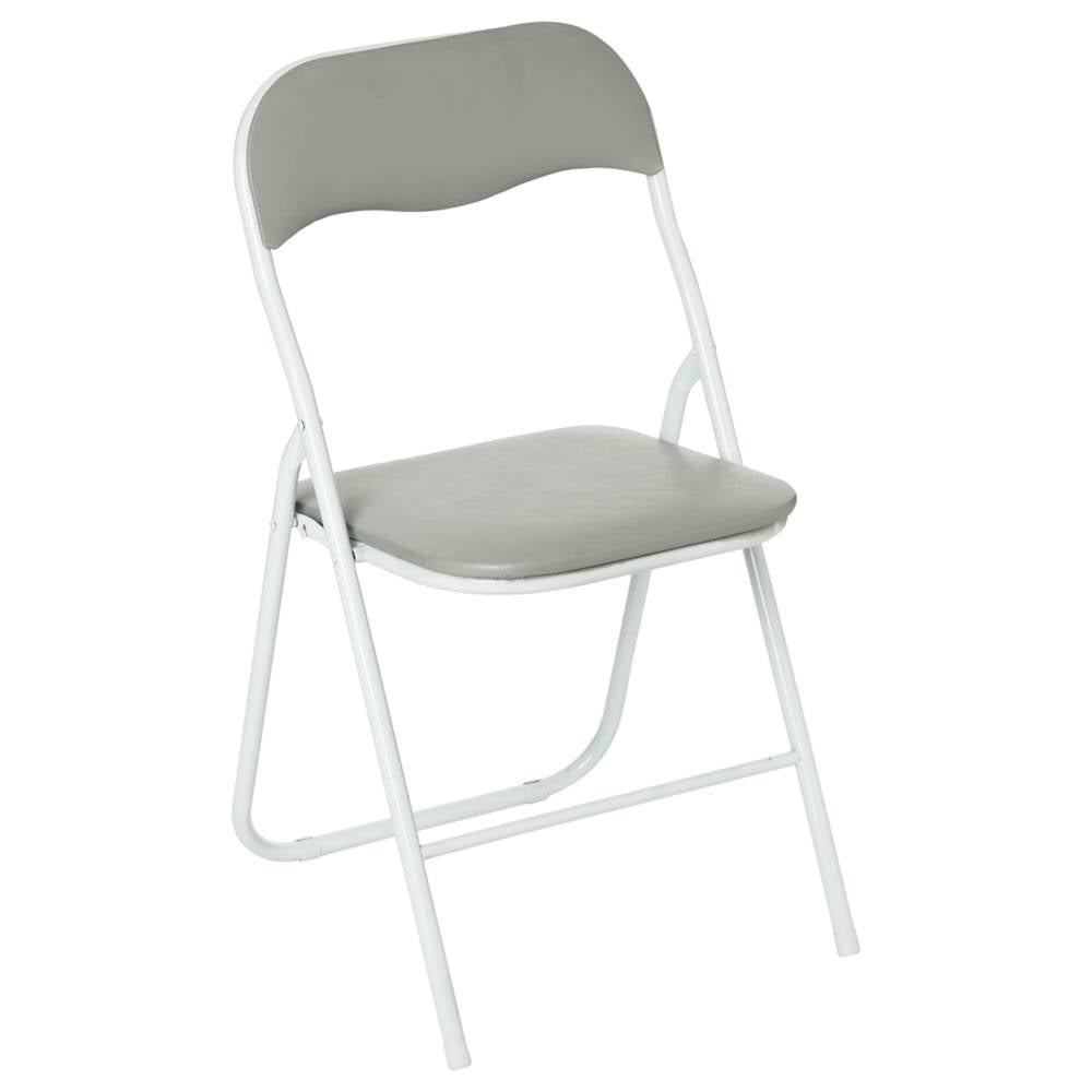 Cadeira dobr&aacute;vel com tampo cinza