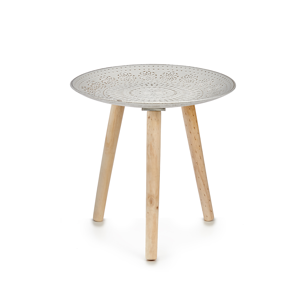 Mesa de apoio em madeira com tampo decora&ccedil;&atilde;o mandala