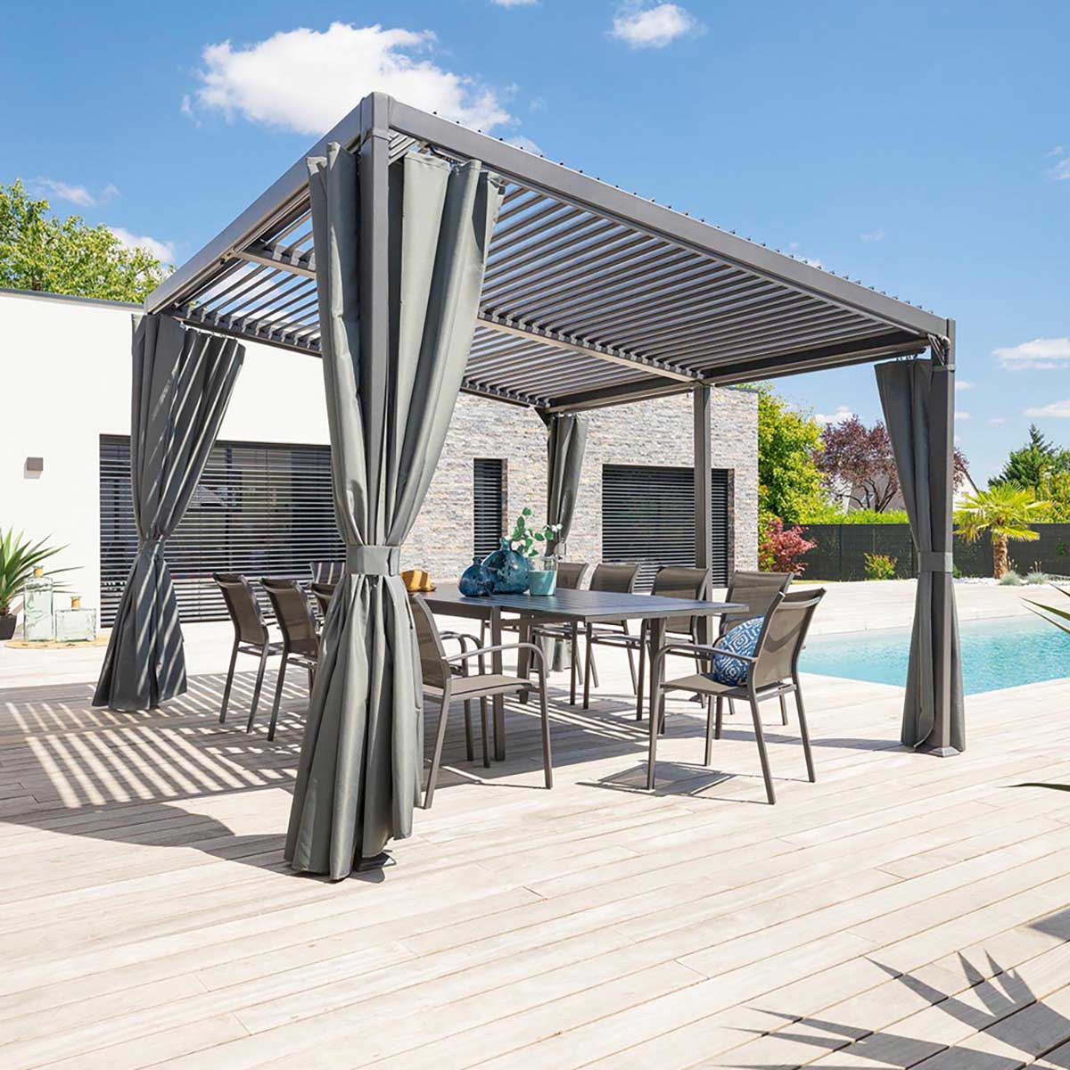 P&eacute;rgola AVILA cinza graphite 3x4m