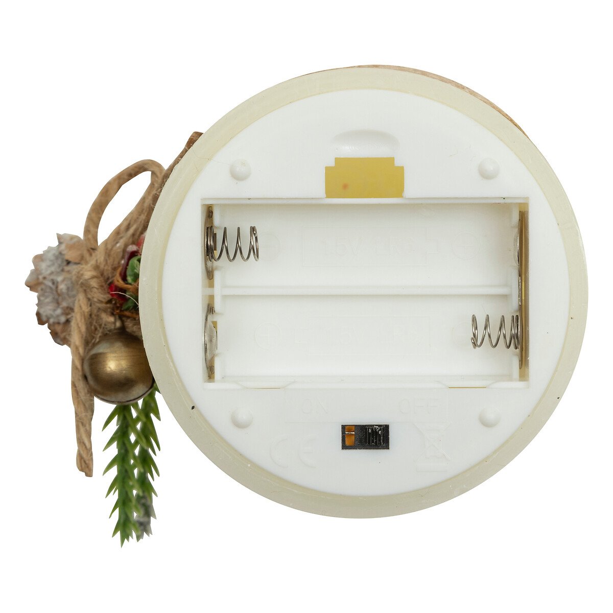 Vela com pinhas e bagas branca 12,5cm,  Vela com pinhas e bagas branca 12,5cm