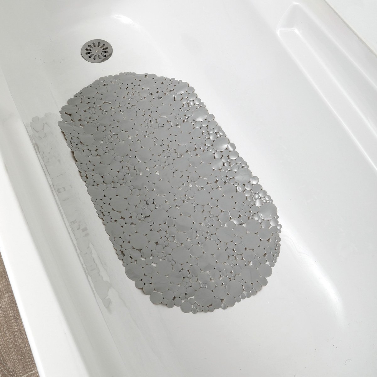 Tapete WC Antiderrapante Bolhas Cinza