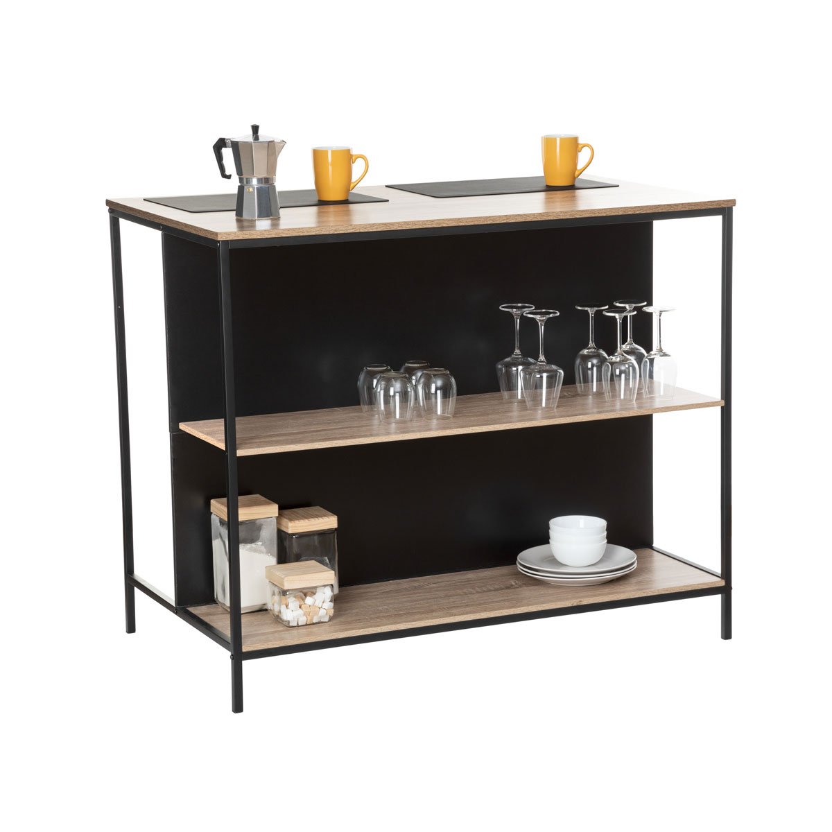 M&oacute;vel de apoio castanho e preto ALIAJ