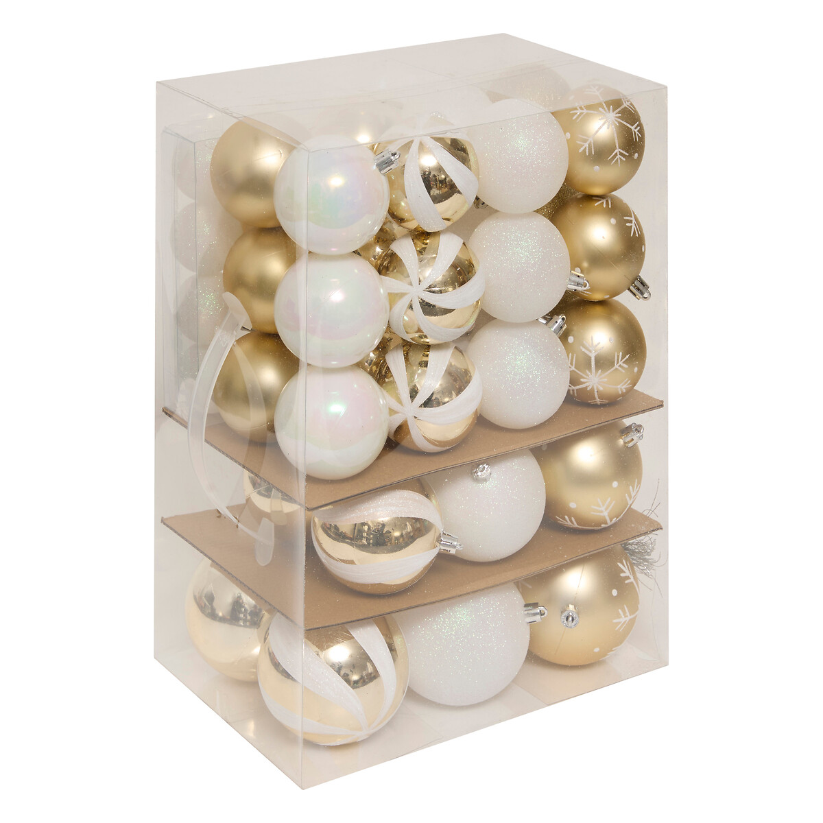 Conjunto de 60 bolas dourado e branco,  Conjunto de 60 bolas dourado e branco