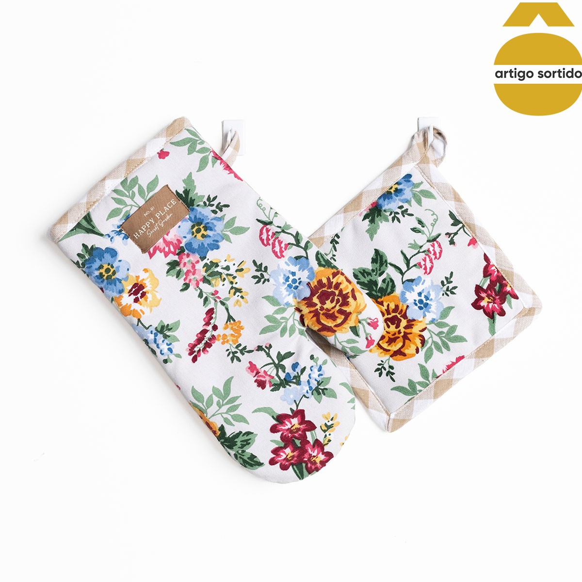 Conjunto De Luva E Pega De Cozinha SECRET GARDEN