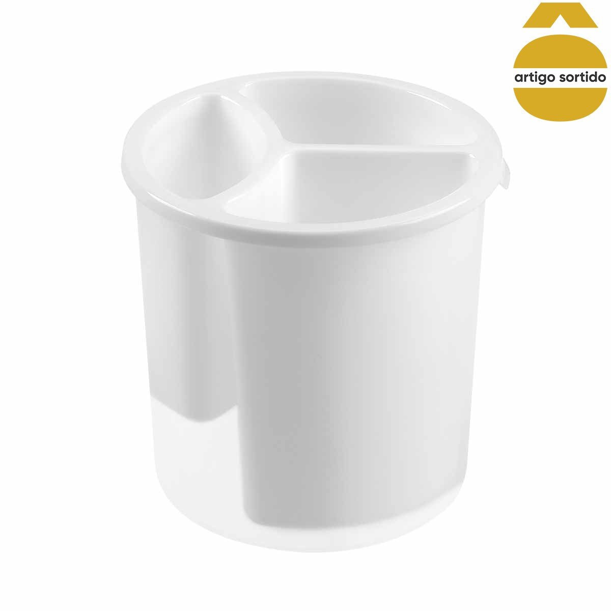 Porta talheres redondo com 3 divis&oacute;rias