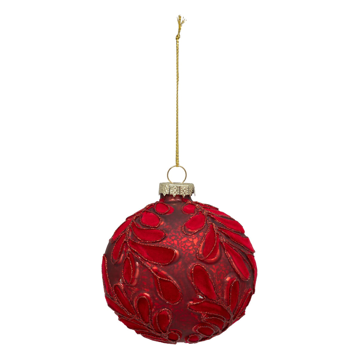 Bola folhas veludo bordeaux 8cm