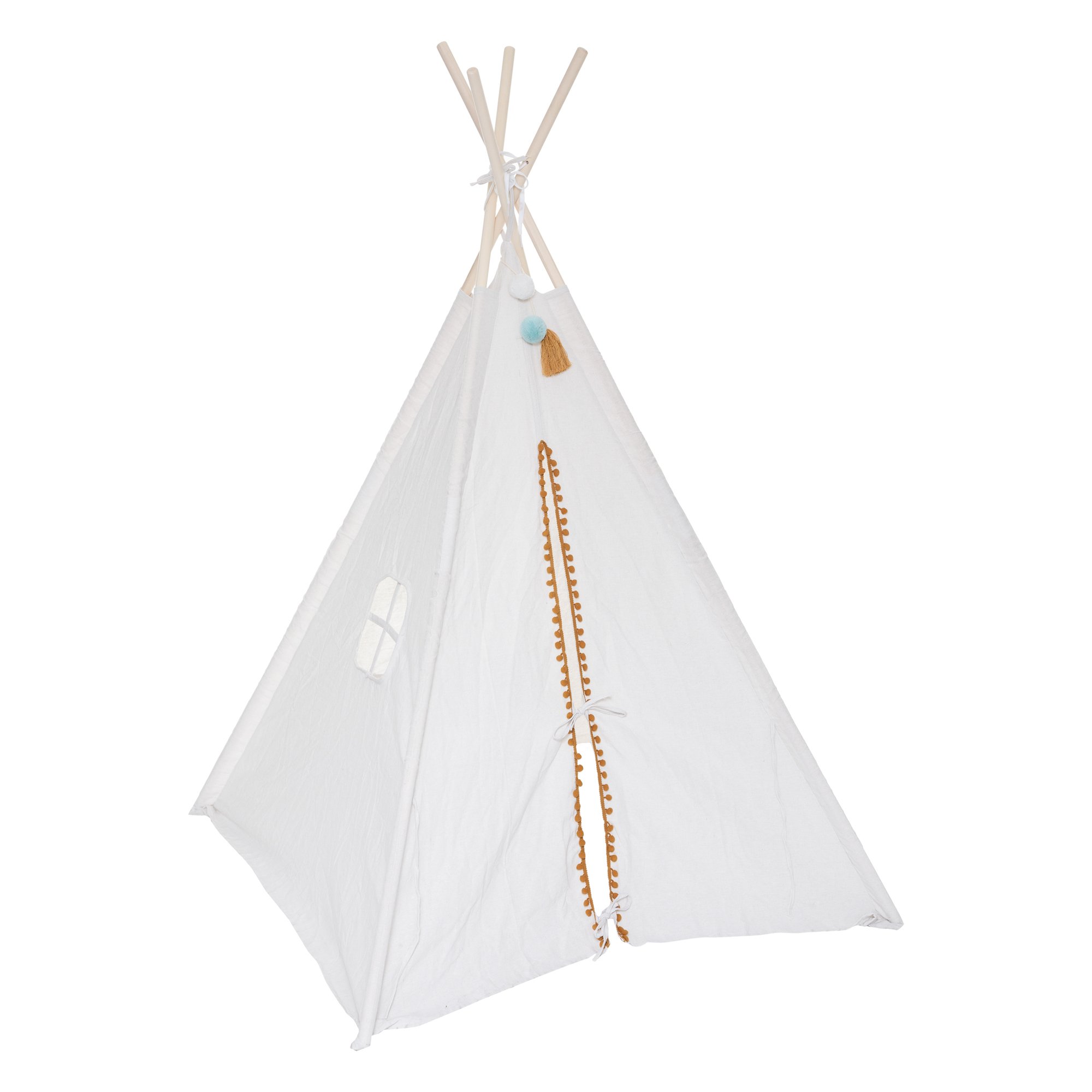 Tenda TIPI branca com pompons