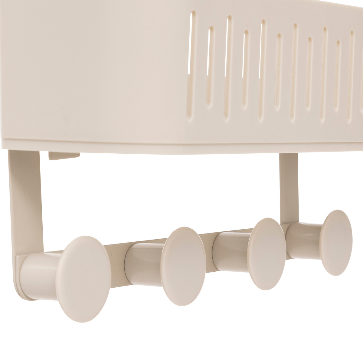 Suporte para duche bege em metal com 4 ganchos