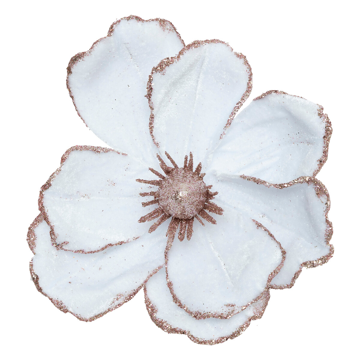 Flor magnólia com mola branca 16x11cm,  Flor magnólia com mola branca 16x11cm