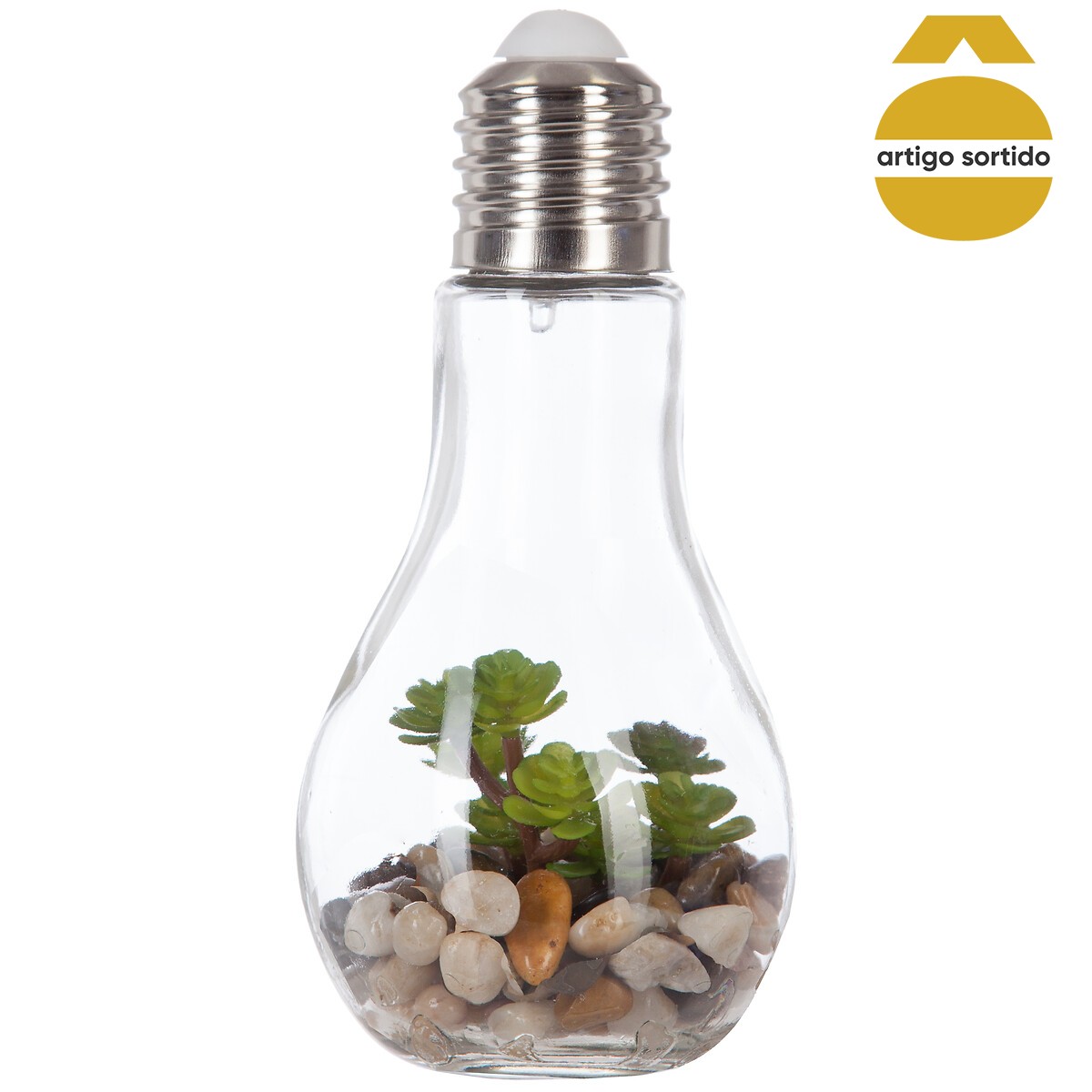 Vaso l&acirc;mpada led suspenso com cacto