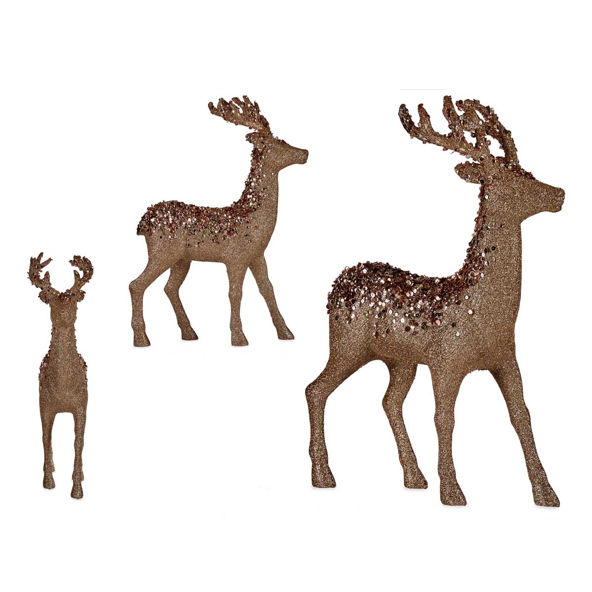 Figura decorativa rena dourada com glitter