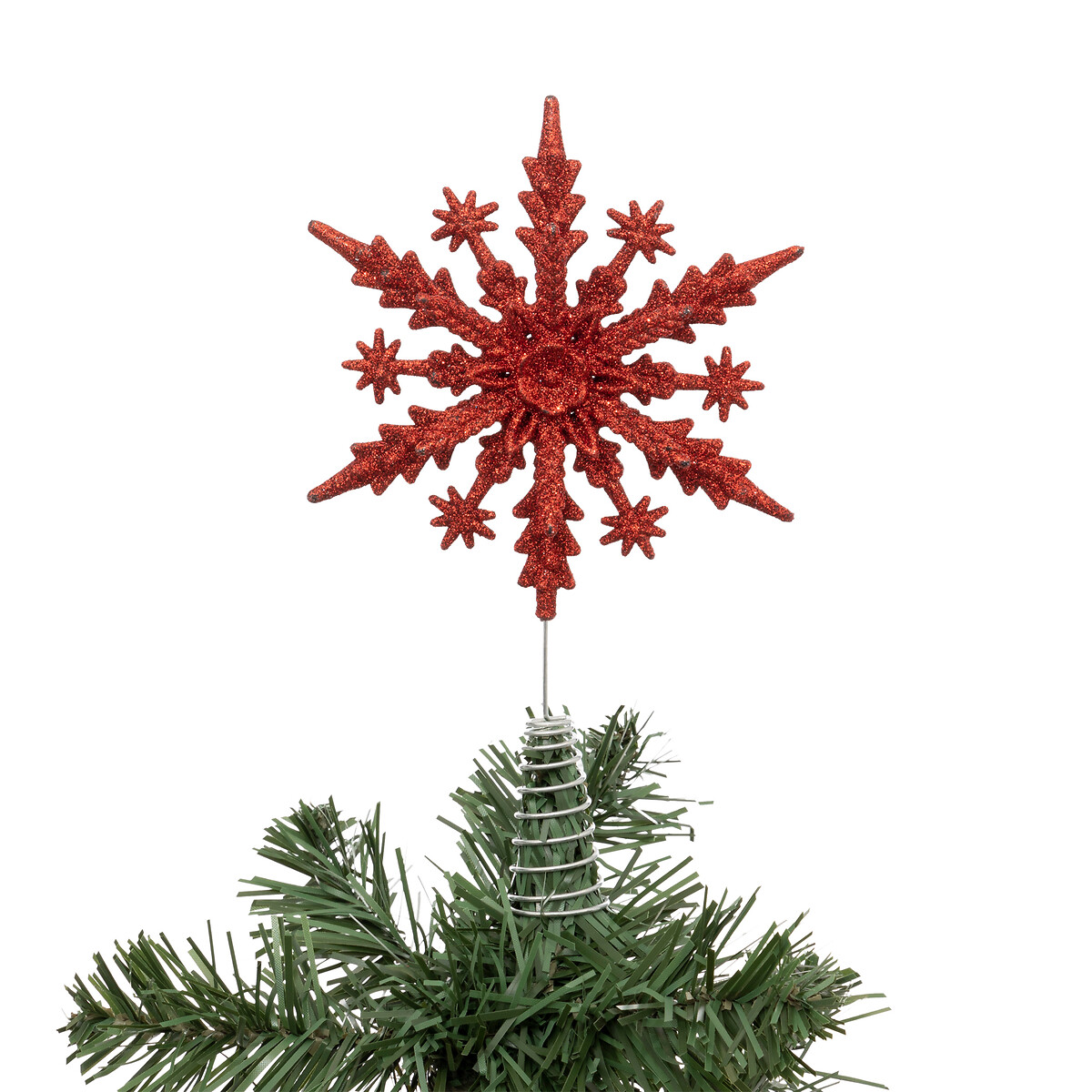 Estrela FLOCO vermelho para topo de &aacute;rvore 23cm