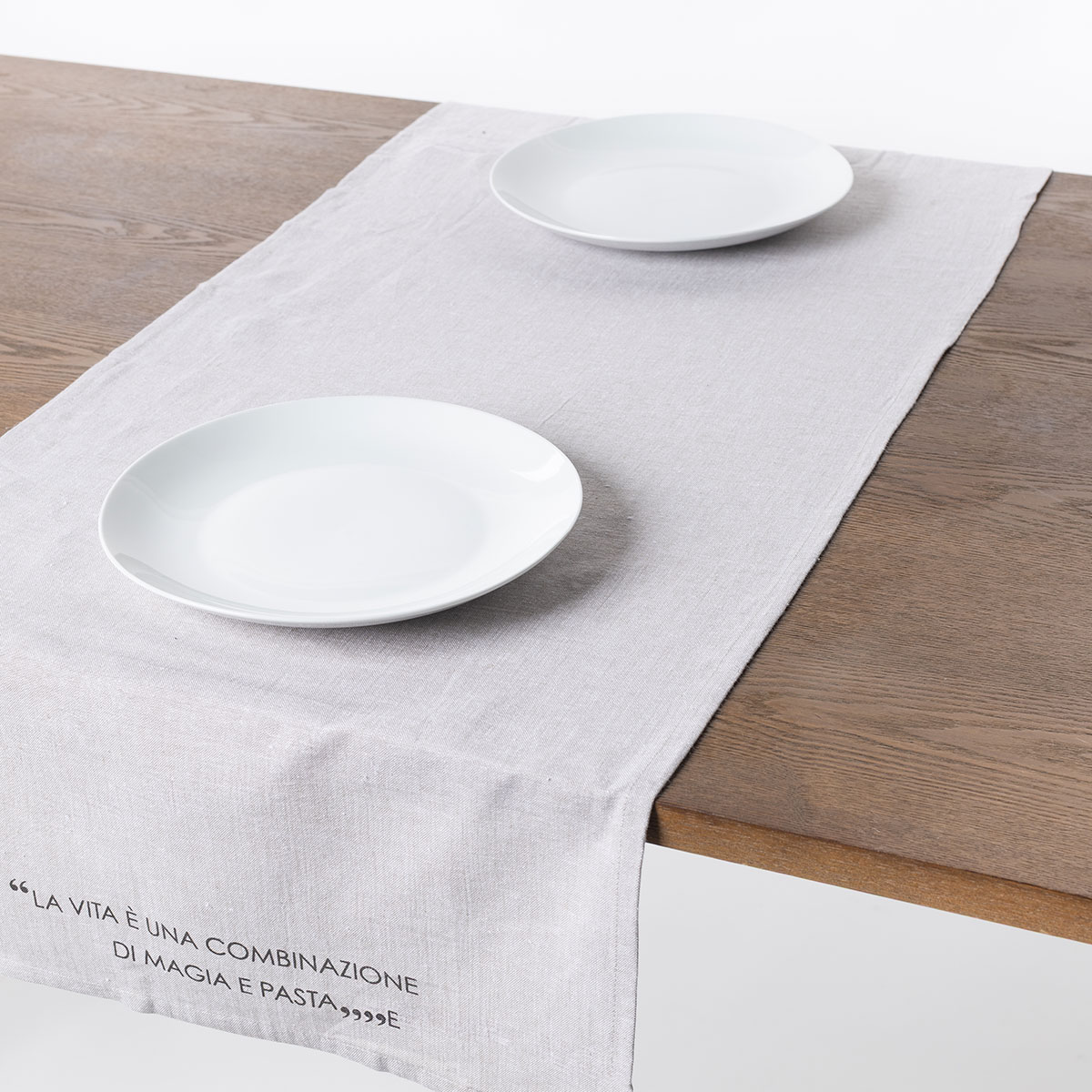 Frente a frente com frase taupe 50x140cm