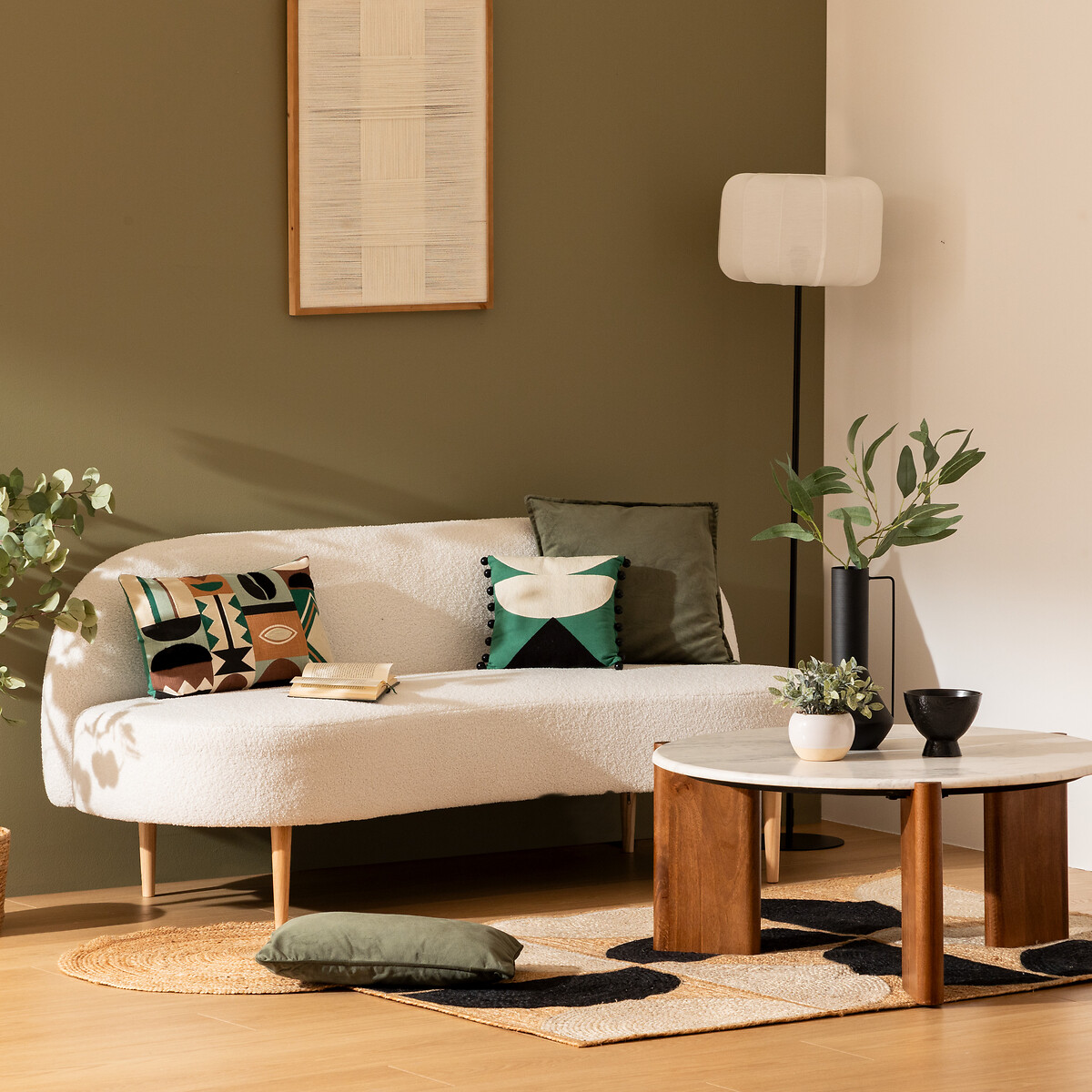 Sofá INSI branco em tecido 172x75x72cm