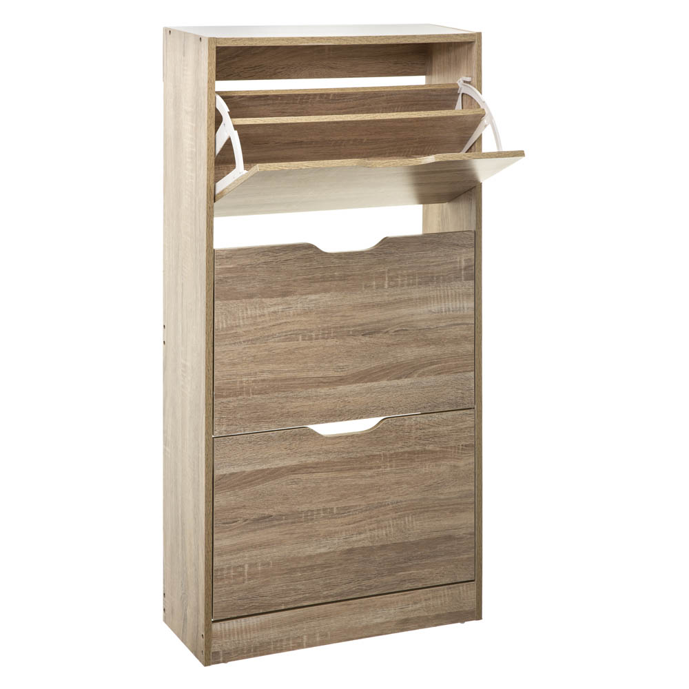 Sapateira em carvalho natural com 3 gavetas