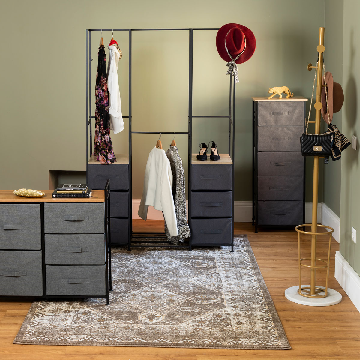 Móvel de arrumação TISSA alto cinza escuro 114cm