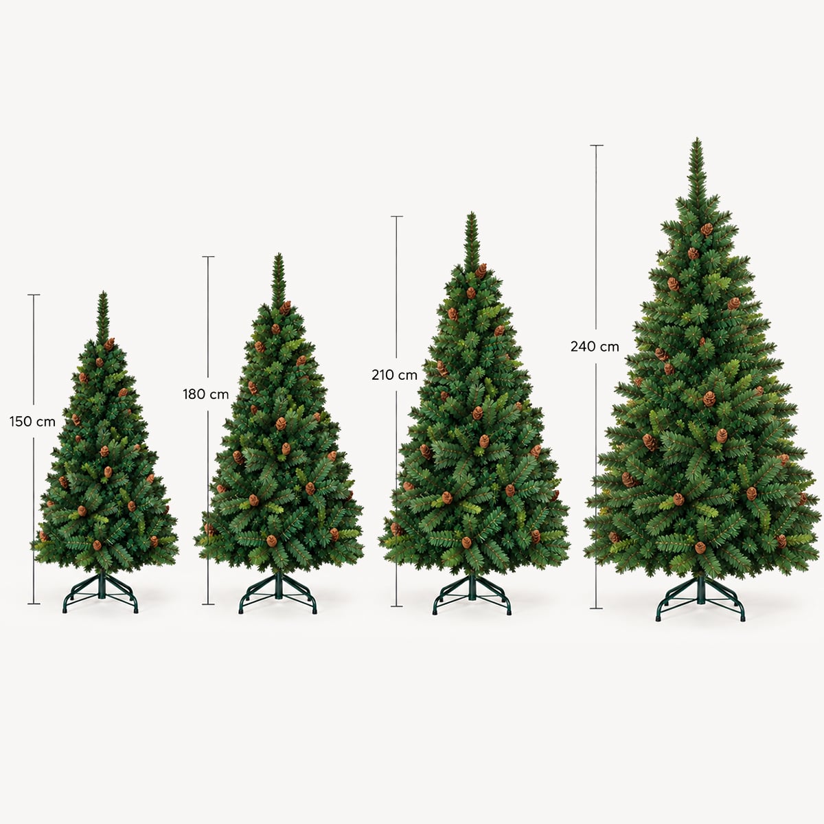 &Aacute;rvore de natal ROYAL MAJESTIC verde com pinhas 210cm