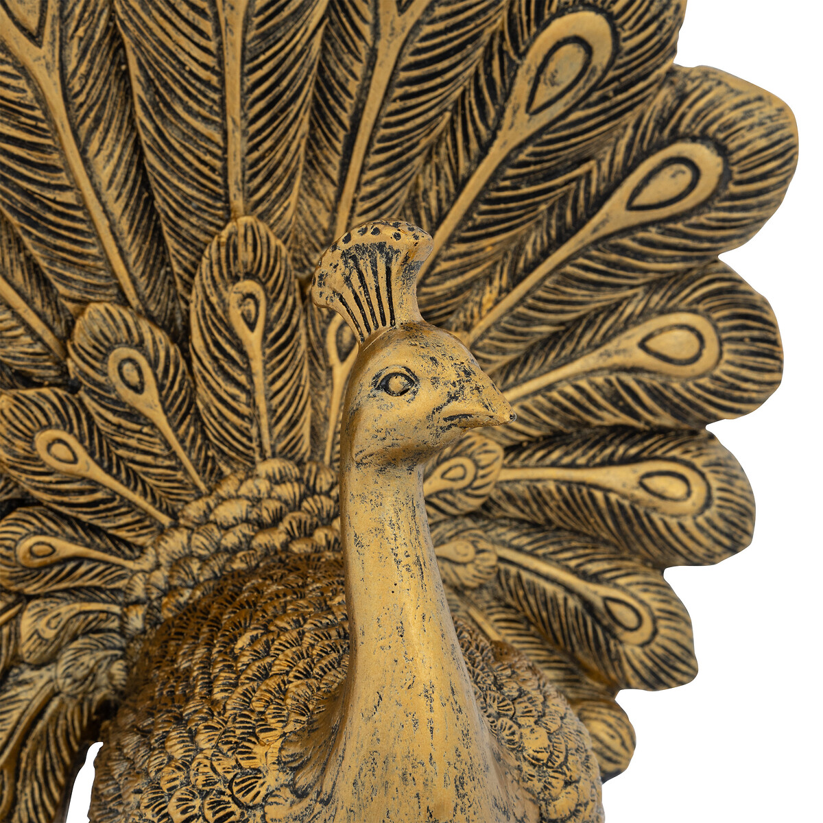 Est&aacute;tua pav&atilde;o WILD ROMANCE dourada 27cm