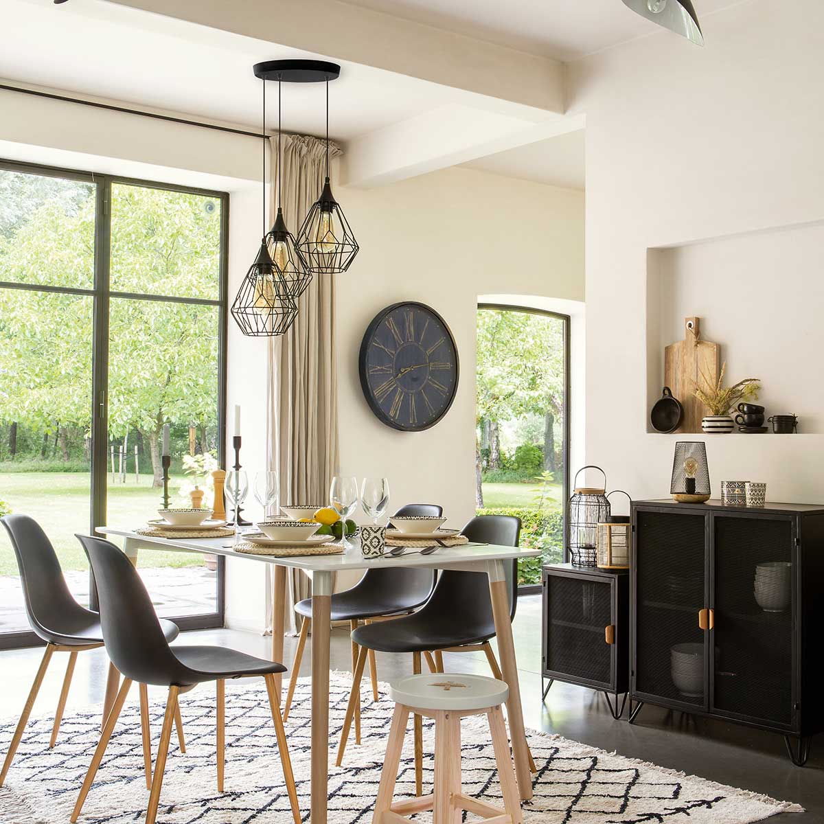 Candeeiro de teto com 3 candeeiros metal