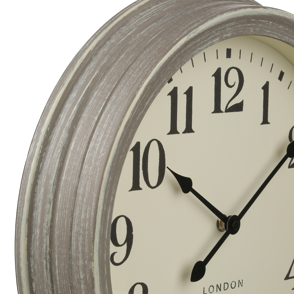 Rel&oacute;gio De Parede Decorativo Cinza Brosse