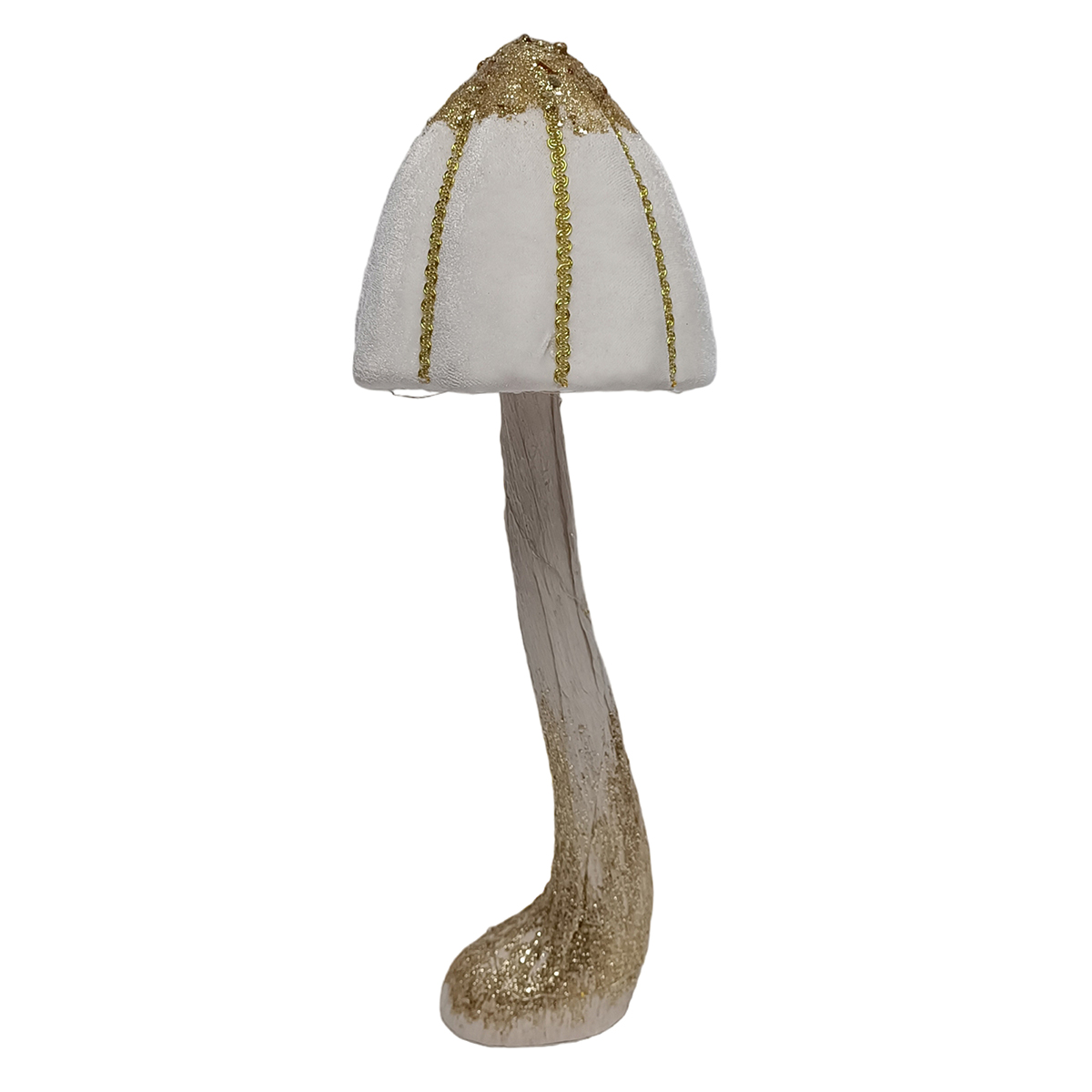 Cogumelo com led branco e dourado 40x16cm