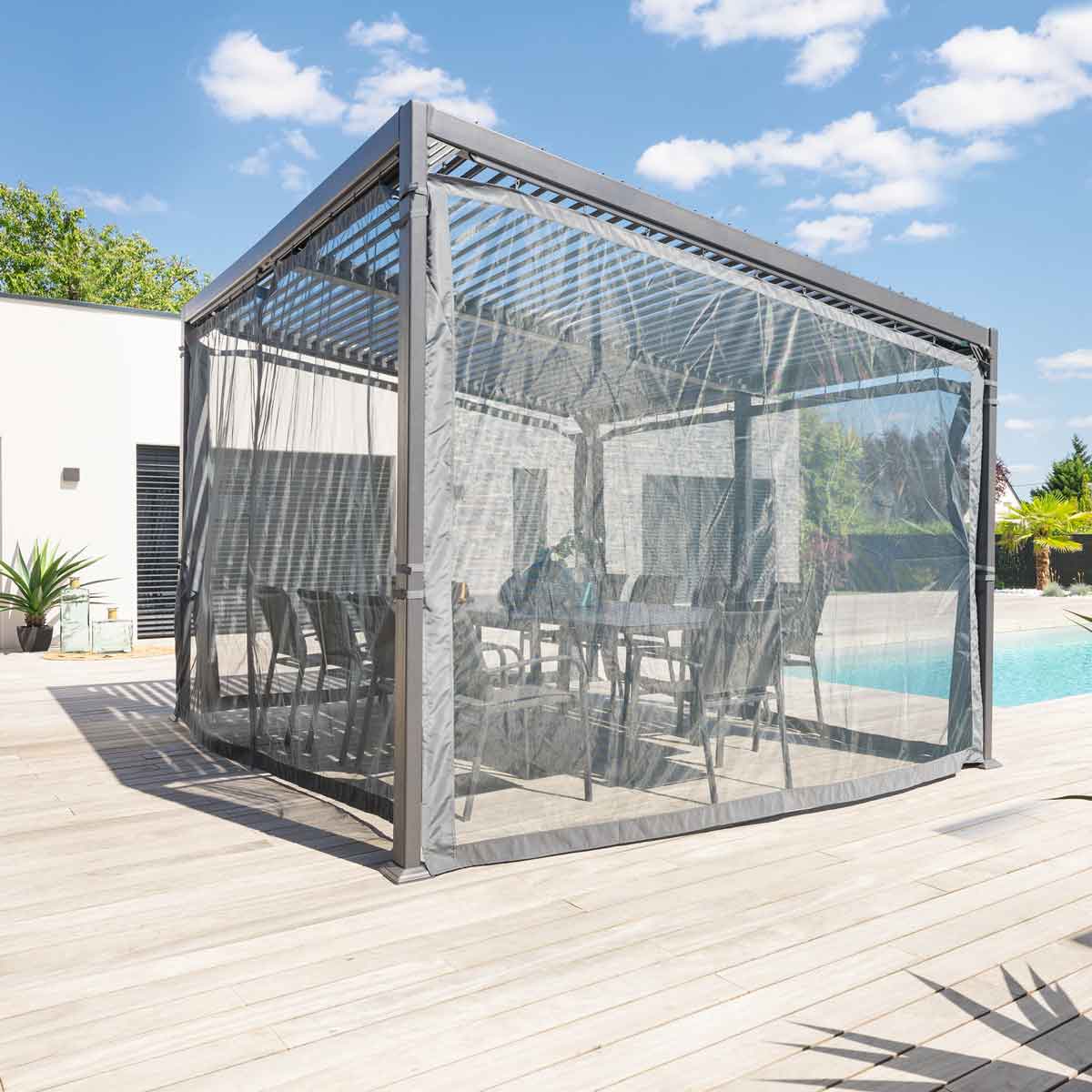 Rede mosquiteira para p&eacute;rgola AVILA cinza 2,45m