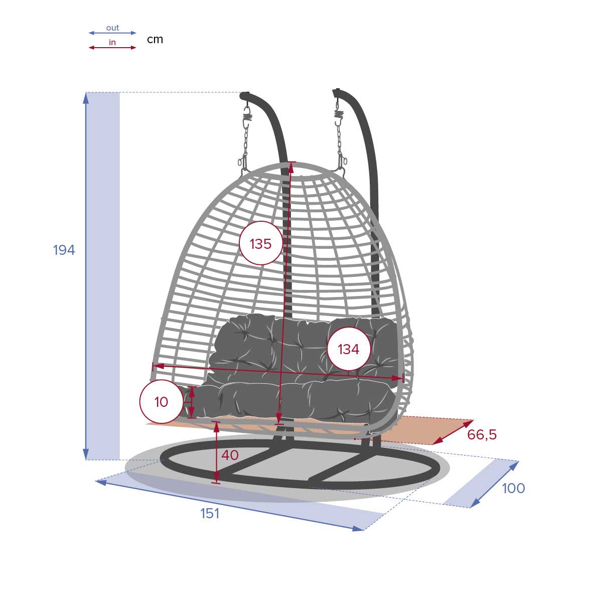 Cadeirão baloiço AJAR em rattan para 2 pessoas