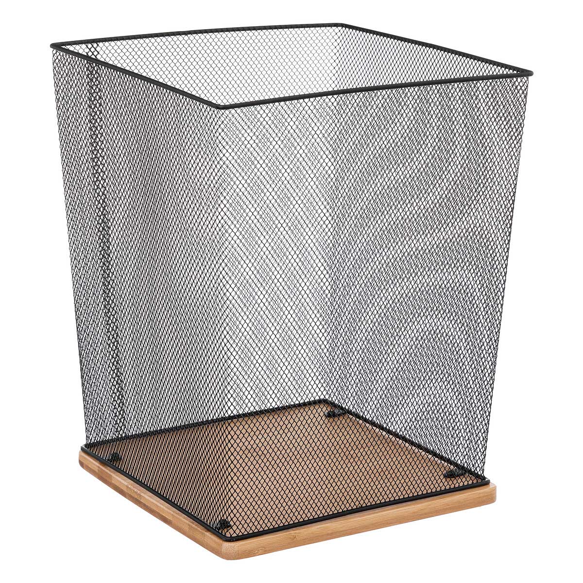 Cesto de arruma&ccedil;&atilde;o em bambu e metal preto