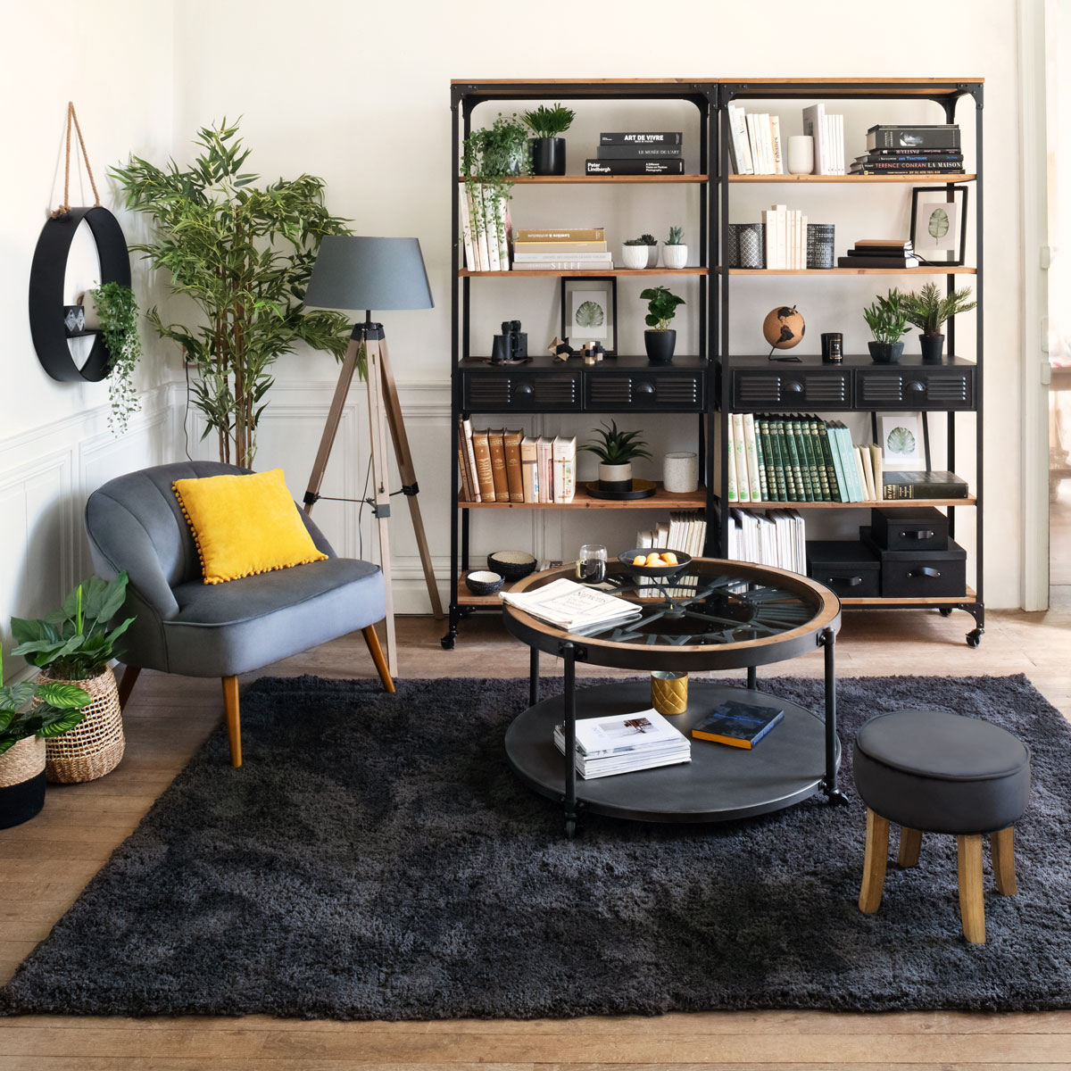 Prateleira redonda preta para pendurar em metal,  Prateleira redonda preta para pendurar em metal