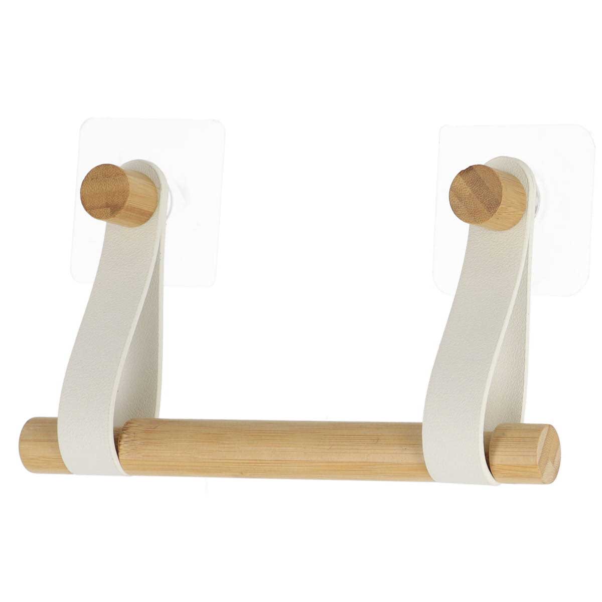 Porta rolos wc em bambu com alça branca,  Porta rolos wc em bambu com alça branca
