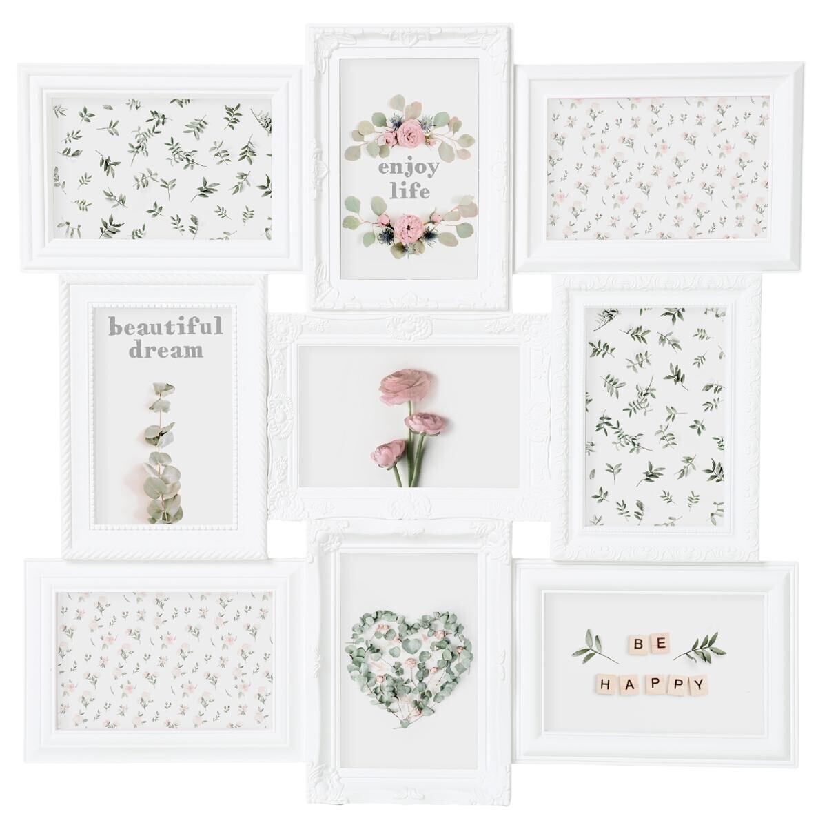 Multimoldura ROMANCE branca para 9 fotos