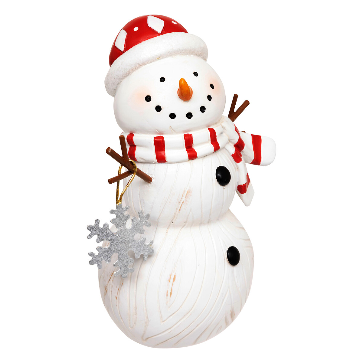 Figura de boneco de neve com cachecol e floco de neve 15cm