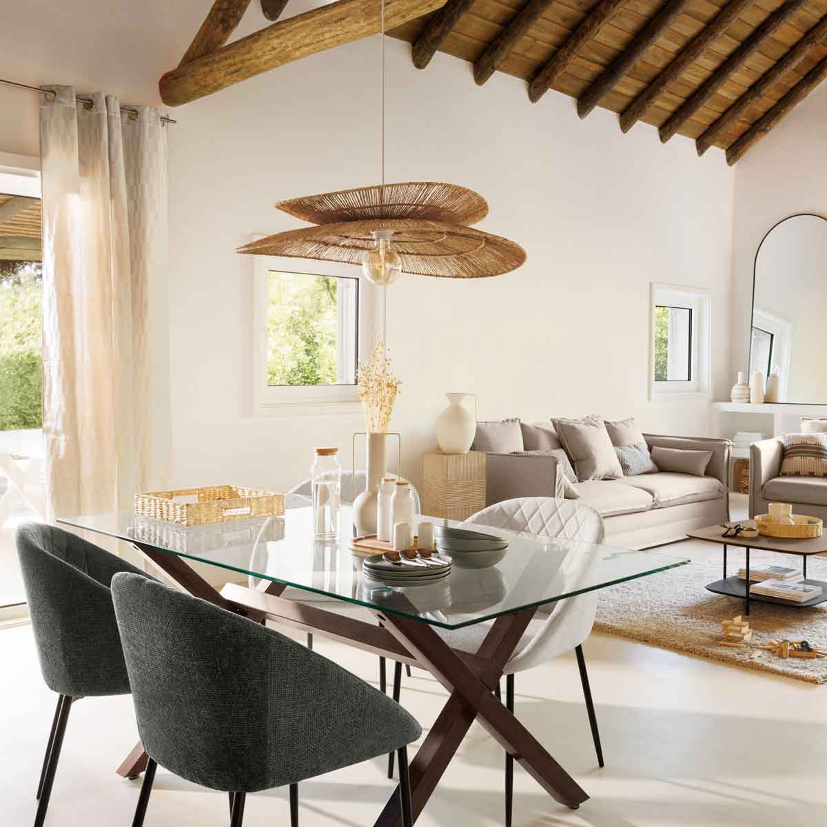 Candeeiro de teto ALARA bege em juta 69,5cm