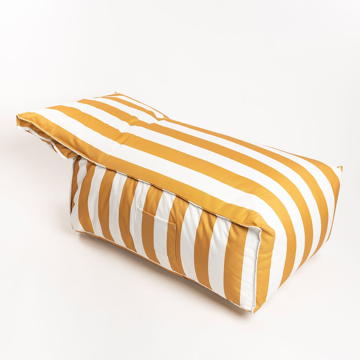 Pufe sof&aacute; imperme&aacute;vel riscas branco e amarelo