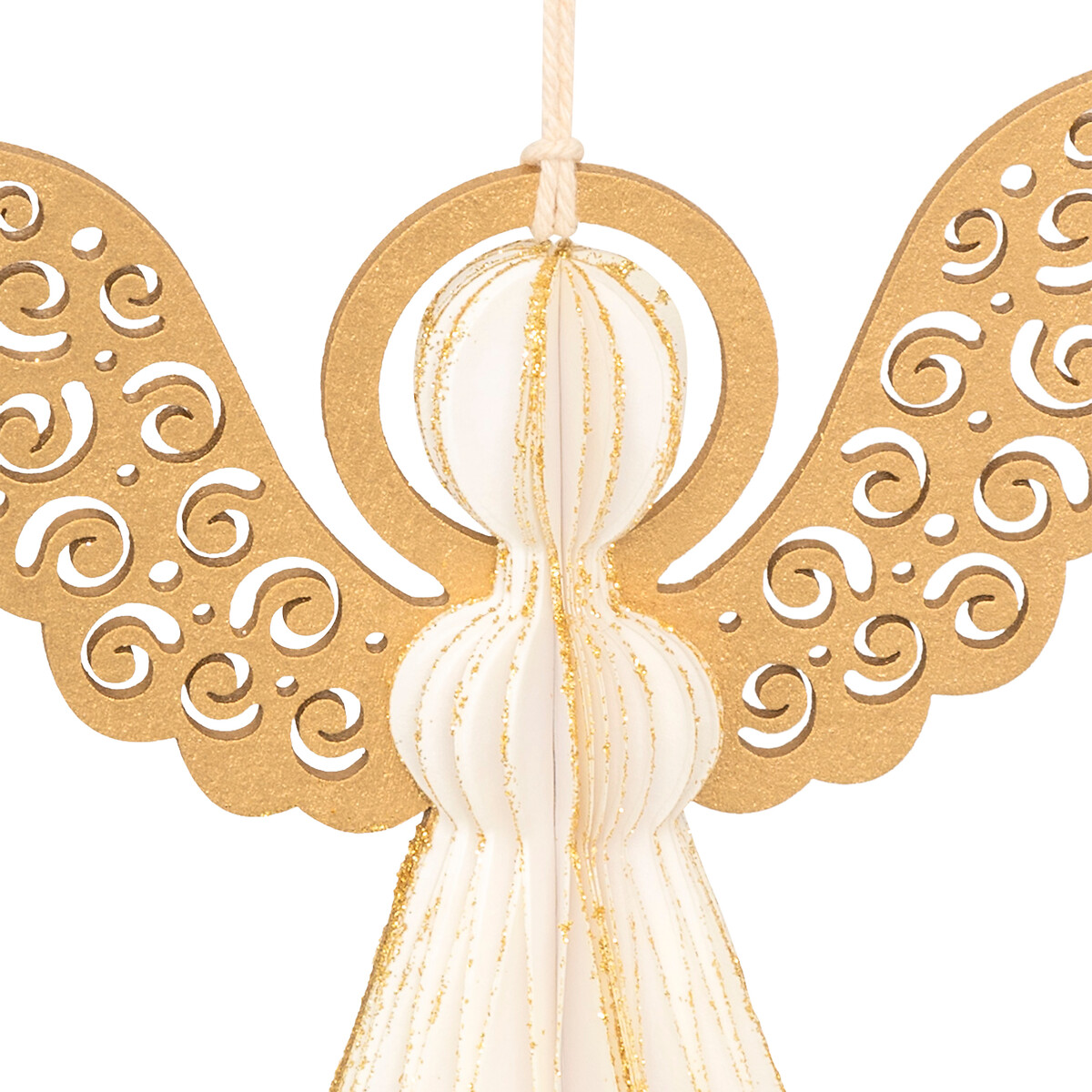 Pendurante anjo cru/dourado 15cm