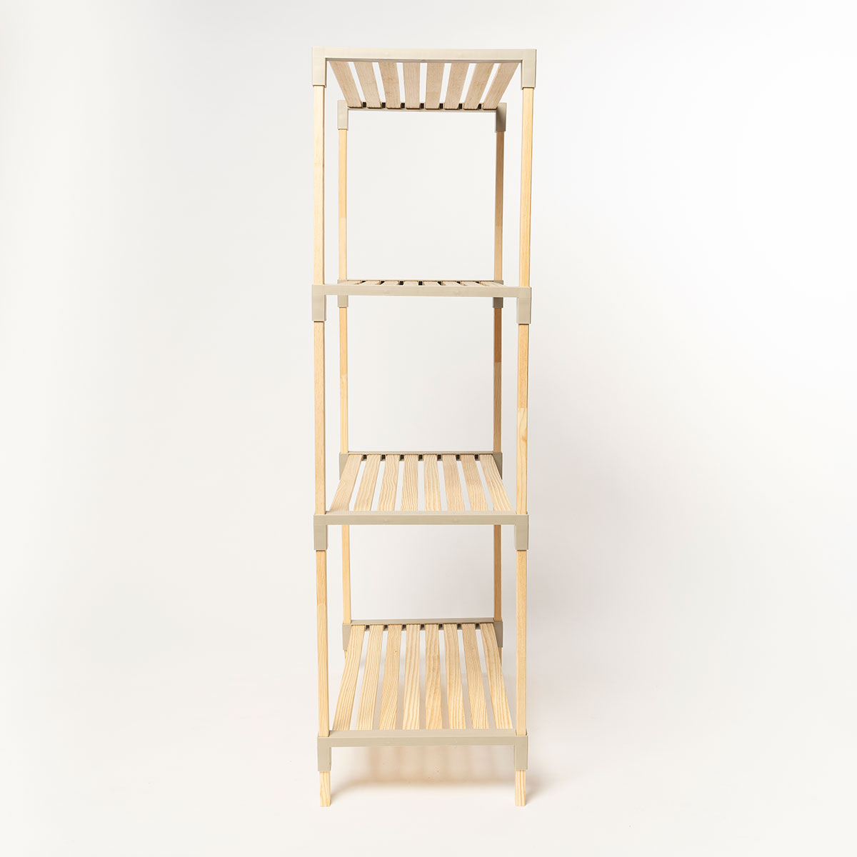 Estante multifuncional bege em madeira