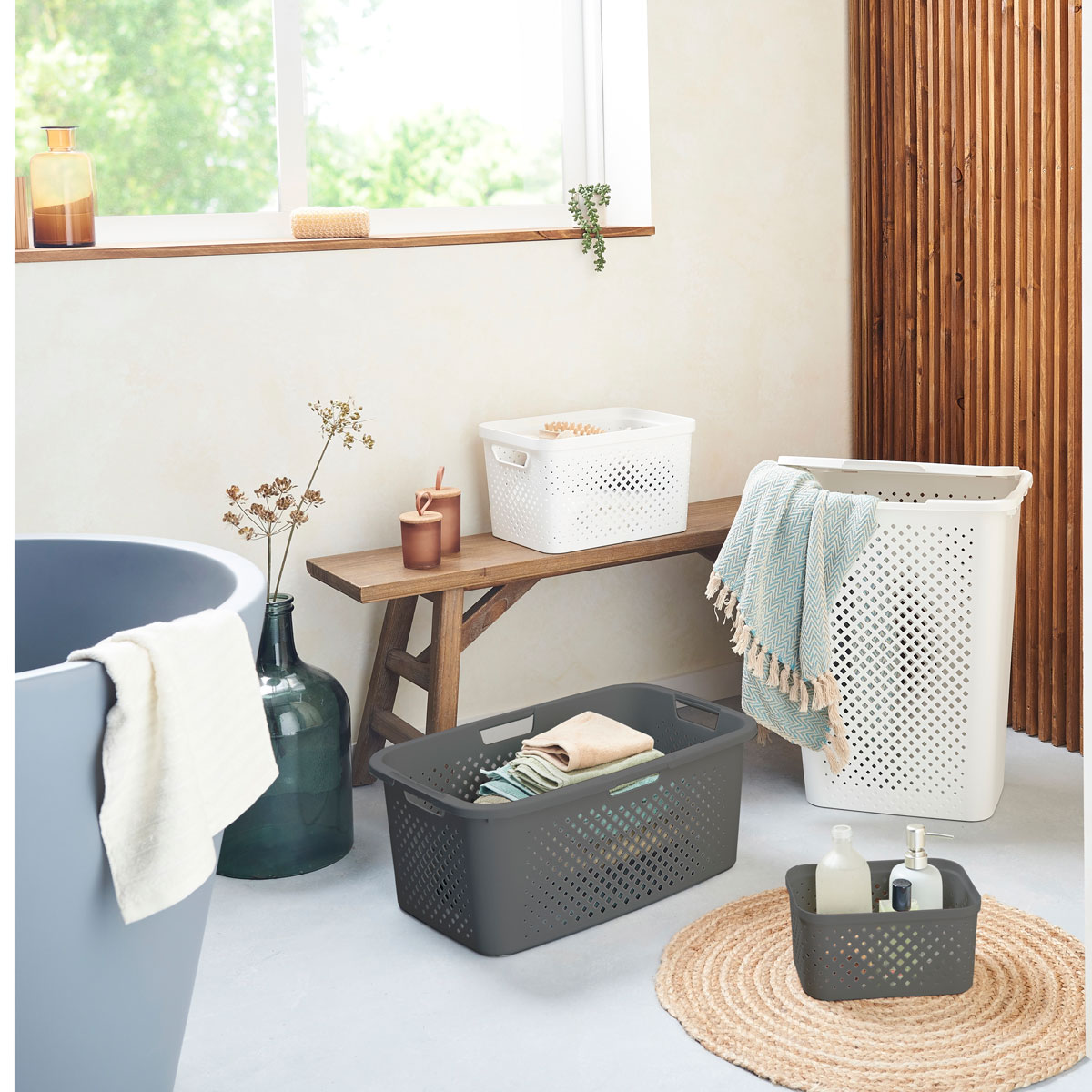 Cesto de roupa PIXEL cinza 40l