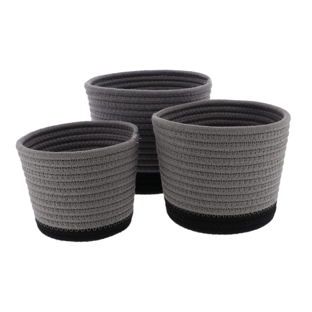 Cesto de arruma&ccedil;&atilde;o wc cinza e preto em algod&atilde;o 16cm