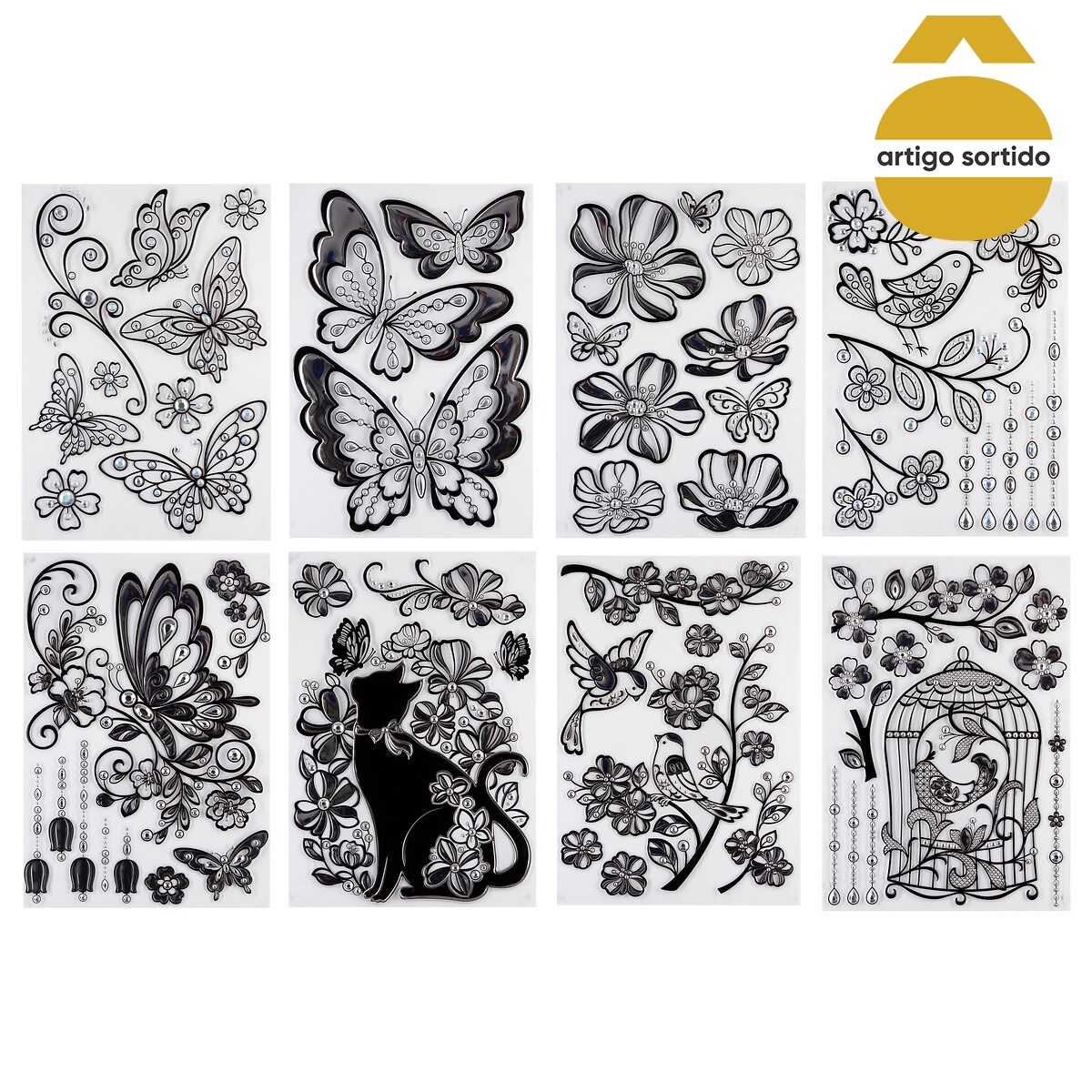 Sticker com relevo prateado 40x29cm,  Sticker com relevo prateado 40x29cm