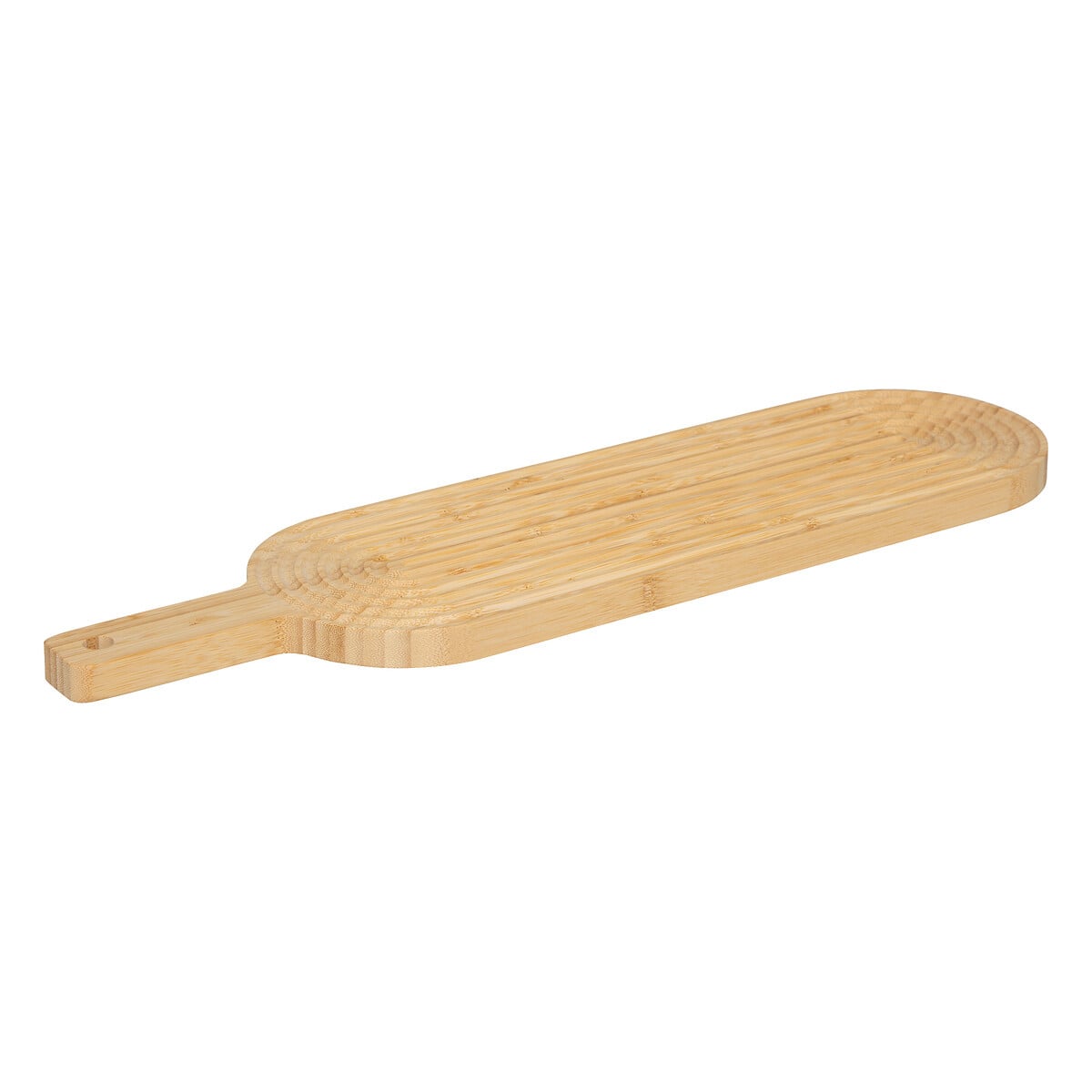 T&aacute;bua de corte oval bege em bambu