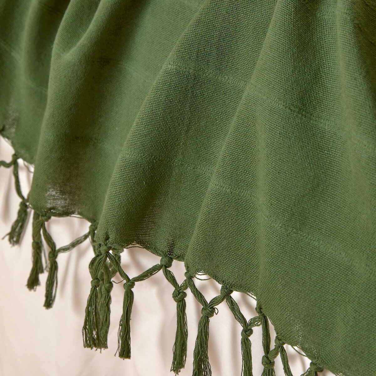 Manta ANJALI verde caqui em algod&atilde;o