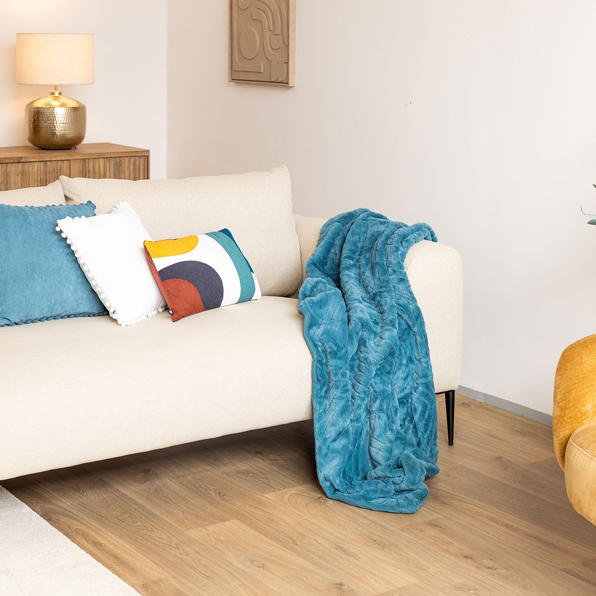 Manta GEO azul petróleo 120x160cm