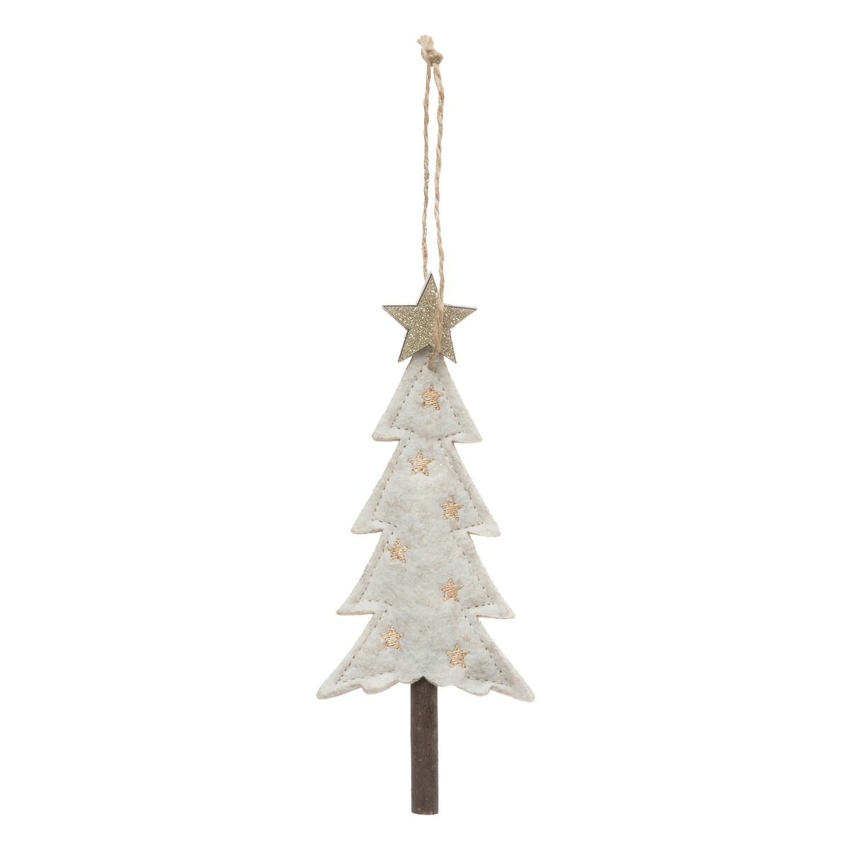 Pendurante em forma de &aacute;rvore bege de feltro 17cm